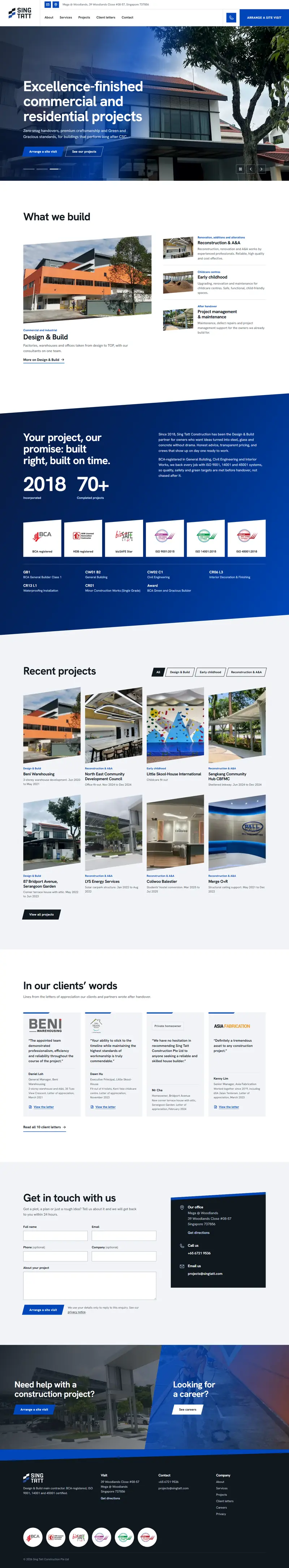 Sing Tatt Construction website, full page